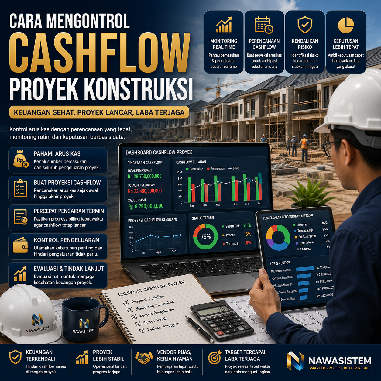 Cara Mengontrol Cashflow Proyek Konstruksi agar Keuangan Tetap Sehat dan Proyek Lancar