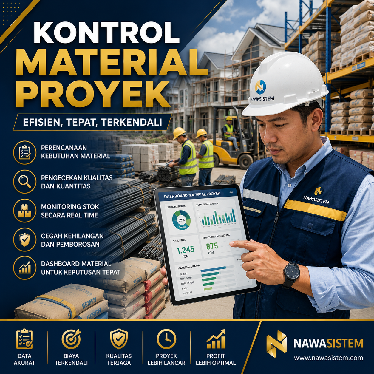 Cara Site Manager Mengontrol Material Proyek Konstruksi