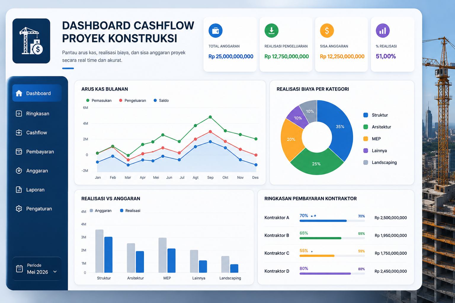 Dashboard Cashflow Proyek Konstruksi