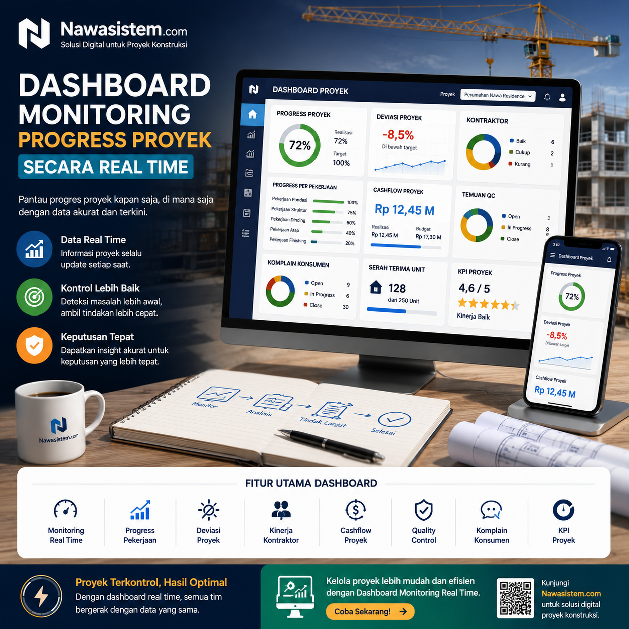 Dashboard Monitoring Progress Proyek Secara Real Time