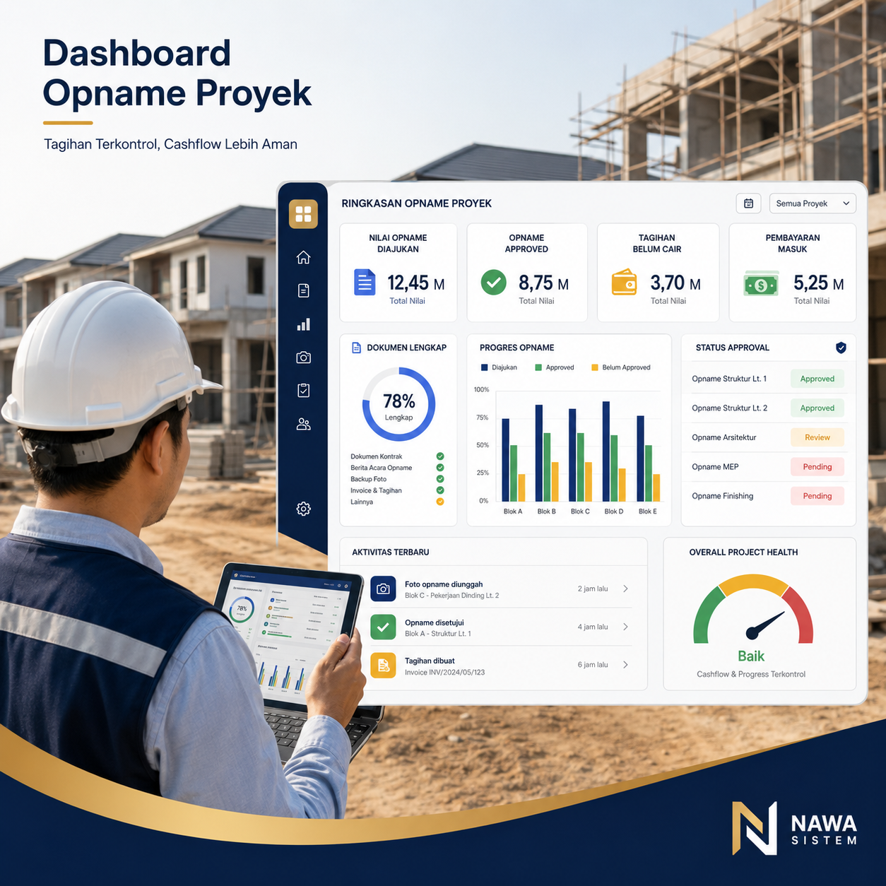 Dashboard Opname Proyek untuk Mengontrol Tagihan dan Progress Pekerjaan