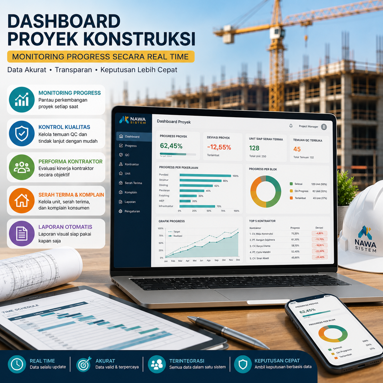 Dashboard Proyek Konstruksi untuk Monitoring Progress Secara Real Time