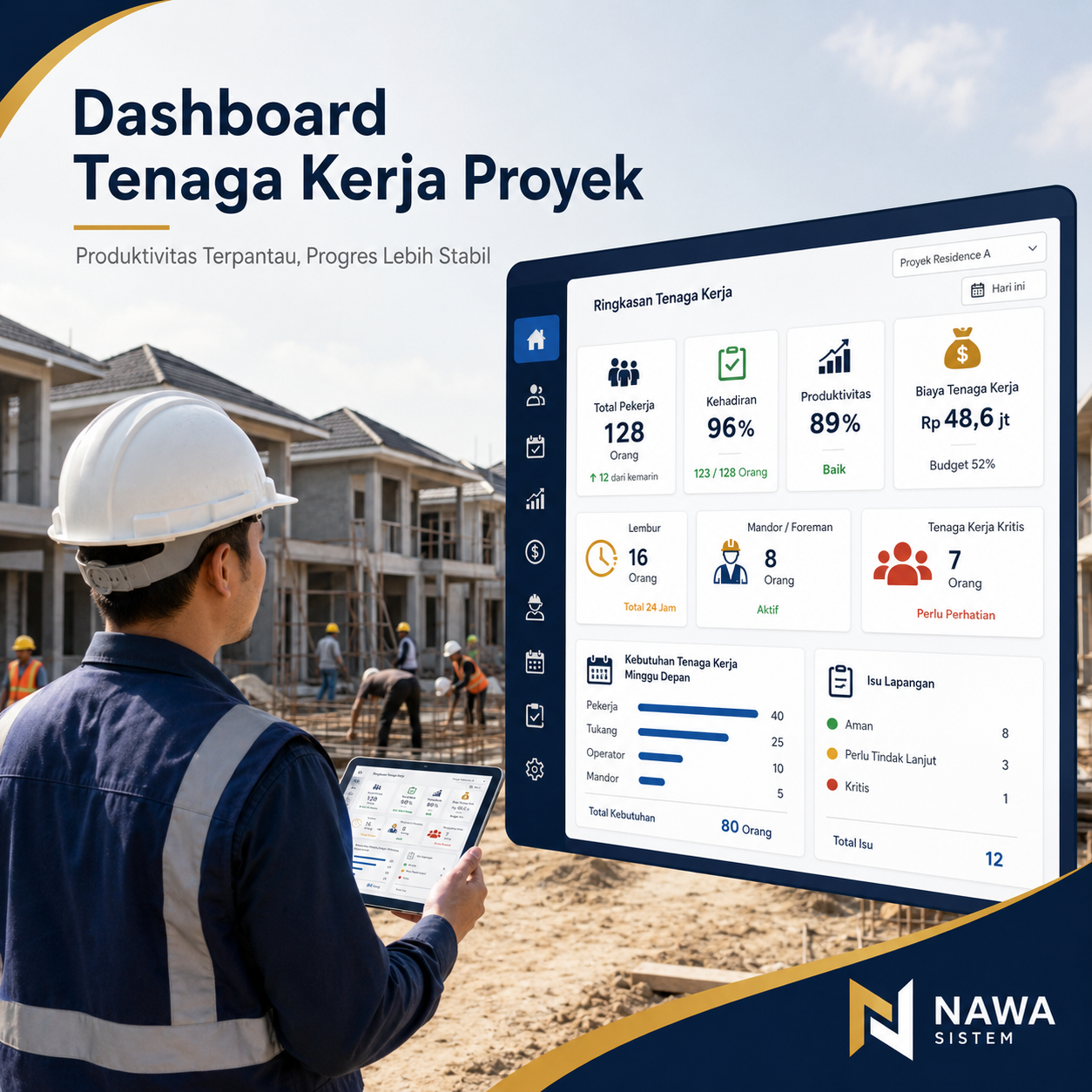 Dashboard Tenaga Kerja Proyek untuk Mengontrol Produktivitas Lapangan