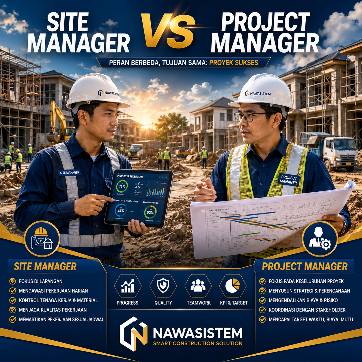 Perbedaan Site Manager dan Project Manager Konstruksi
